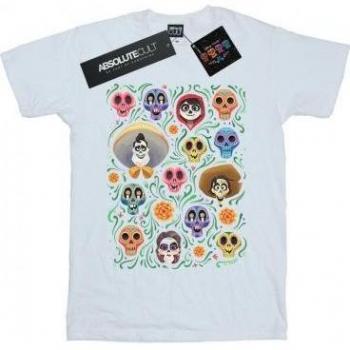 Disney Girls Coco Heads Pattern Cotton T-Shirt (Black)