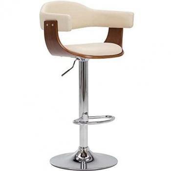 Tabouret de bar en bois courbé et similicuir crème vidaXL (x2)