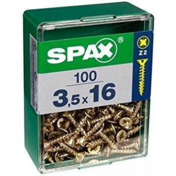 SPAX 3.5 × 16 mm Flat‑Head Wooden Screws in Transparent Box