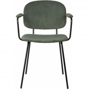 Fauteuil velours côtelé Zago Aston avec accoudoirs vert sapin