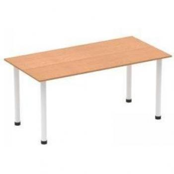 Impulse 1600mm Straight Table Oak Top White Post Leg I003691 83203DY