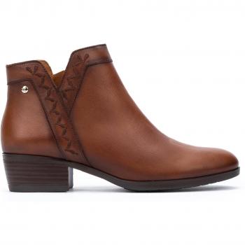 Botines de piel con cremallera y tacón ancho Pikolinos