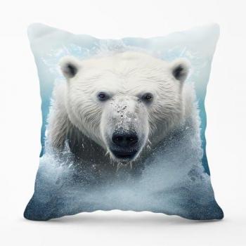 Polar Bear Splashart Throw Pillow