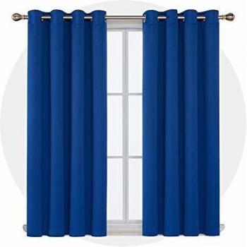 Deconovo Thermal Insulated Blackout Eyelet Curtains 52x54 Blue