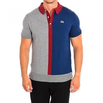 La Martina Polo de Hombre de Manga Corta TMS005-XC008, color gris brezo medio, corte regular