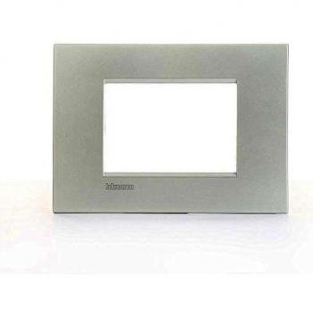 Bticino LNC4803PR Placca Livinglight Air 3 Moduli, Bianco Perla