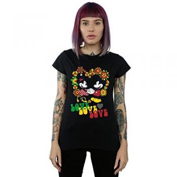 T-shirt noir Hippie Love Mickey et Minnie pour dames XL
