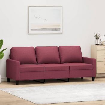 Sofá de 3 plazas rojo tinto en tela 180 cm