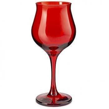 Calici Wavy in vetro Rosso Pasabahce 6 pezzi 37 cl