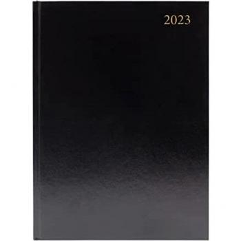 A4 Black 2023 Desk Diary, 2 Pages per Day – KF2A4BK23