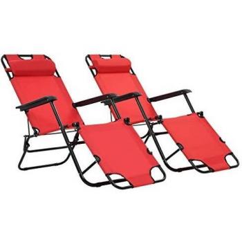 Chaises longues pliables avec repose-pied