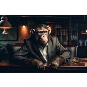 Tableau sur toile singe businessman 45x65 cm CEANOTHE Décoration Murale Art Décoratif Muraux Peinture Imprimée en HD Salon Chambre Bureau Fabriqué en France
