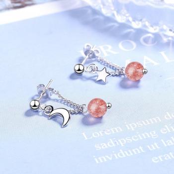 Daisy Flower Cross Moon Long Hoop Earrings in 925 Silver for Women