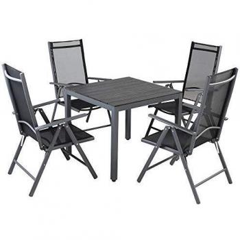 Salon de Jardin Aluminium Anthracite Bern 1 Table 4 Chaises Pliantes