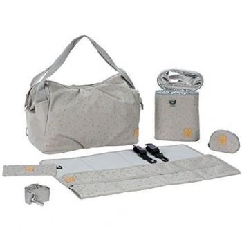 Zwei‑Personen Wickeltasche LÄSSIG – Grau, Triangle, inkl. Wickelzubehör