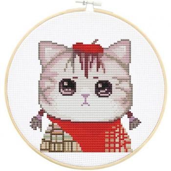 Bordado a Mano Gato Estampado