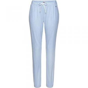 S.Oliver Pyjamahose Damen 44/46 – Himmelblau gestreift, Single Jersey, seitliche Eingrifftaschen