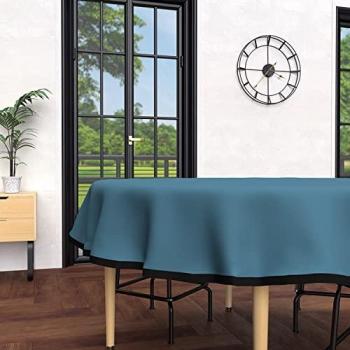 Nappe Ronde Anti-tâches en Microfibre Lavée 180 cm Bleu Canard BOHEME