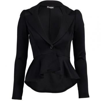 Women’s 55F Black Long Sleeve Peplum Suit – Size 12