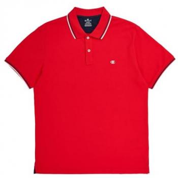 Polo Piqué Uomo con Logo C Rosso