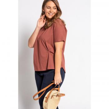 Blusa Oversize Marrone, T-Shirt biologico, Taglia 60/62 – Ulla Popken