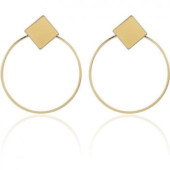 Pendientes Oro y Metal en Forma de Gota