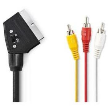 SCART na 3x CINCH kabel s přepínačem 1,5m