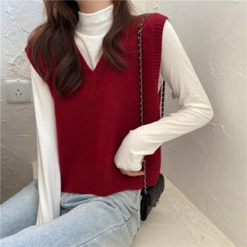 Ezgaga Casual Red Knitted Women’s Vest Top