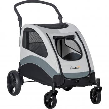 PawHut Mobilité – Poussette pour chien moyen, double fenêtre filet, sac latéral