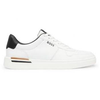 BOSS Herren Low Top Sneaker Clint aus Leder in Weiß, Größe 40