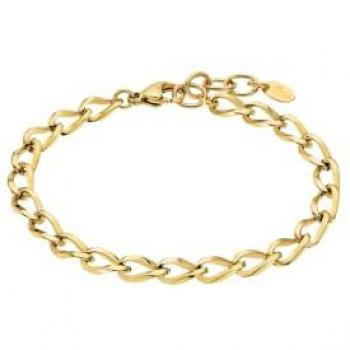 Femme Lotus – Bracelet Acier Doré – Maille Forçat