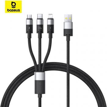 Baseus StarSpeed 3 in 1 Ladeleitung 100W, USB-A auf M+L+C, violett
