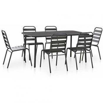 Suite di Tavolo e Sedie VitaXL 7 Pezzi Acciaio Grigio Tenebroso