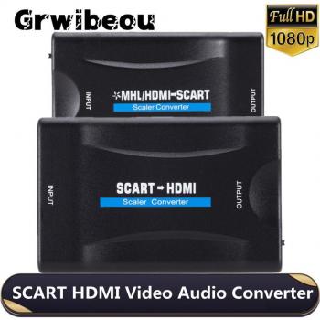 Adaptateur Audio-vidéo SCART HDMI 1080P avec câble CC pour HDTV