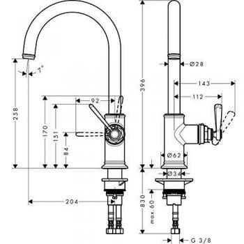 Bec pivotant Axor Montreux en inox