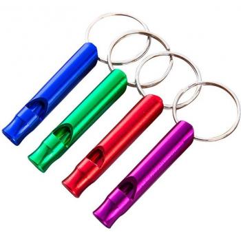 4pcs Aluminum Whistles for Survival with Key Ring Chain for Sports and Outdoor Use