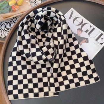 Écharpe coréenne en laine noir et blanc