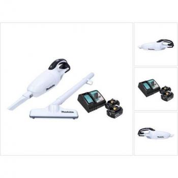 Makita DCL 181 FRFW Akku‑Staubsauger in Weiß – 18 V, 2 × 3,0 Ah Batterien + Ladegerät im Lieferumfang