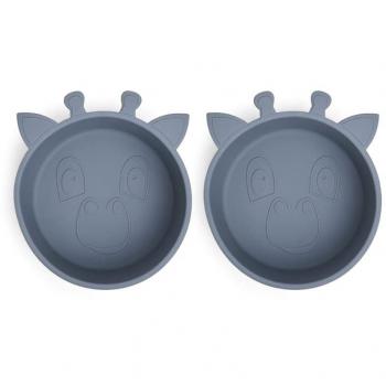 Nuuroo Set di ciotole in silicone Alex Giraffa 2-pack, Bering Sea
