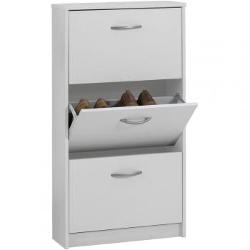 White Shoe Organizer with 3 Tilting Compartments