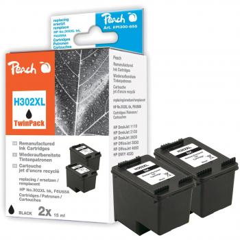 Peach cartuccia d'inchiostro nero compatibile HP 302XL (2 unità)
