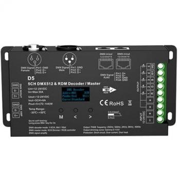Decodificatore DMX512 OLED 5 Channel, 6 A per Canalino