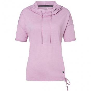 Super Natural Damen Merino Hoodie, kurzarm, JUSTSHORT in Rosa, XL