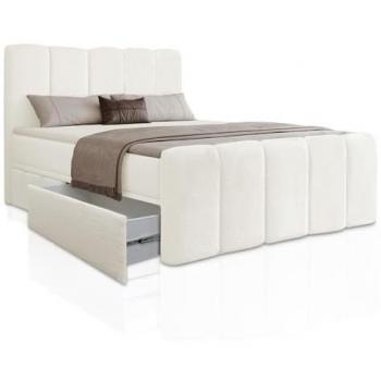 Creme‑Boxspringbett Manitoba 180x200 cm – Bettkasten, Federkernmatratze, Topper