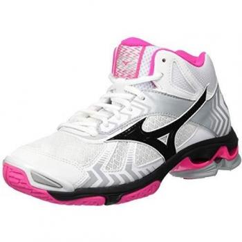 Mizuno Wave Bolt 7 Mid, Chaussures de sport Femme, Multicolore (White/Black/Pinkglo 001), 37 EU