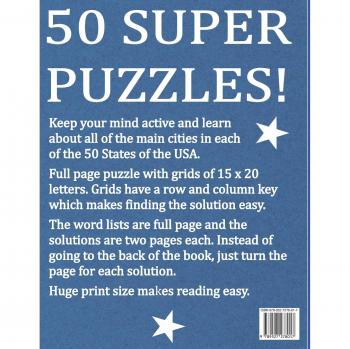 Huge Print USA State Cities Word Search: 50 Word Searches Extra Large Print to Challenge Your Brain