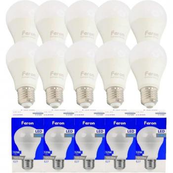 Feron Pack 10 Bombillas LED A60 12W Blanco