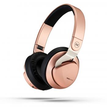 Mixx Audio JX2 Elite – 14‑hour Bluetooth Stereo Headphones, Rose Gold, Foldable, 3.5mm Cable Included