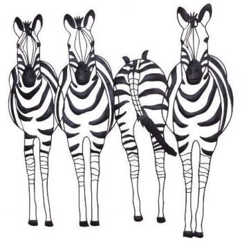 Zebra‑Familie Wanddekoration aus Stahl