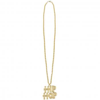 Collier Adulte Mixte Hip Hop BOLAND Chaîne Dorée et Pendentif Bleu